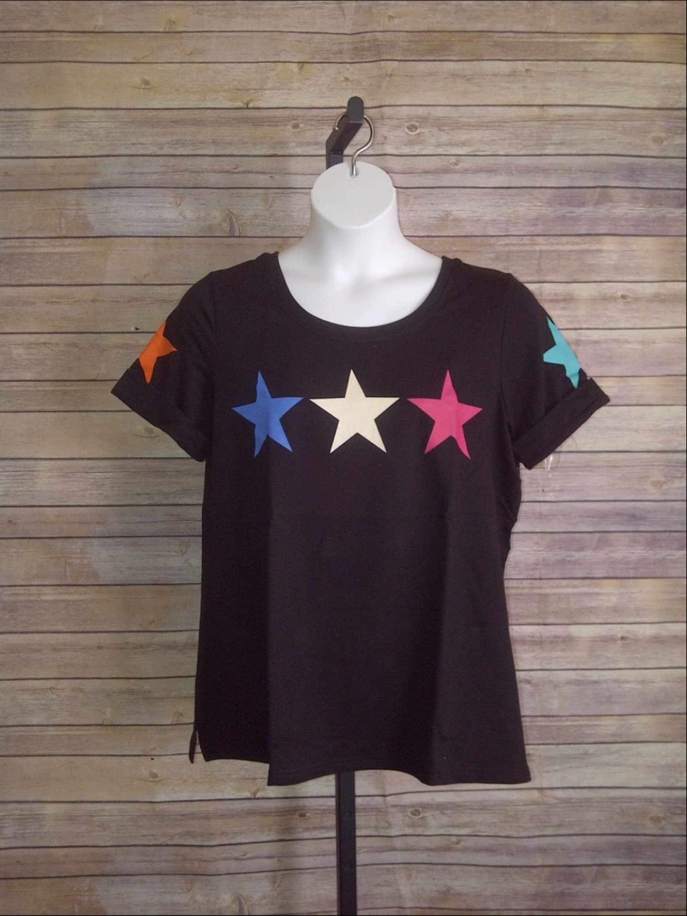 Black Women's Star Graphic Tee - Size 14/16